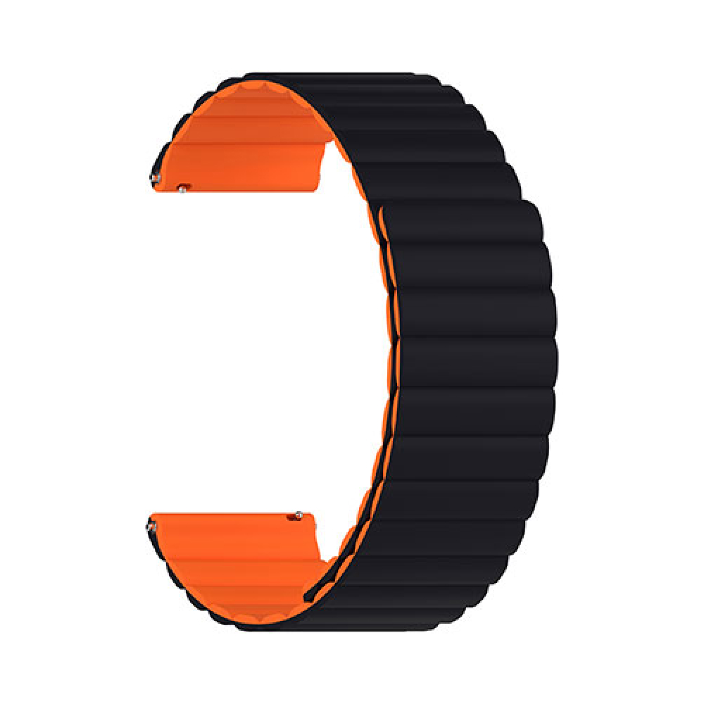 Ремешок силиконовый для часов Lyambda Acrux 22мм, чёрный/оранжевый